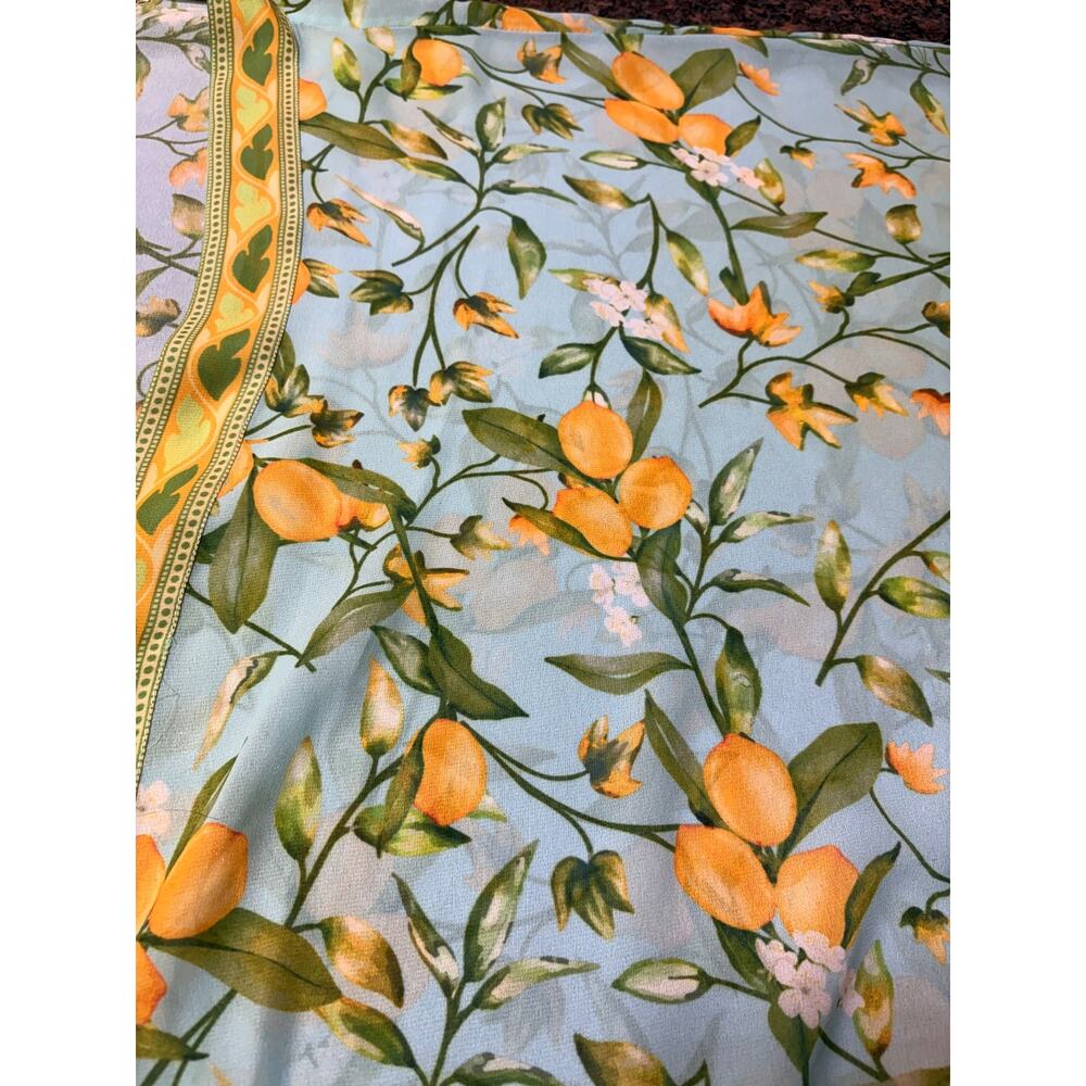 Anthropologie Pilcro Kimono Aqua Blue Lemon Print Lightweight Boho Beachy OS - Picture 10 of 15